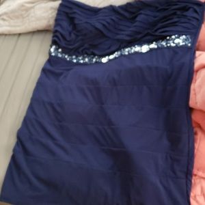 Blue strapless dress